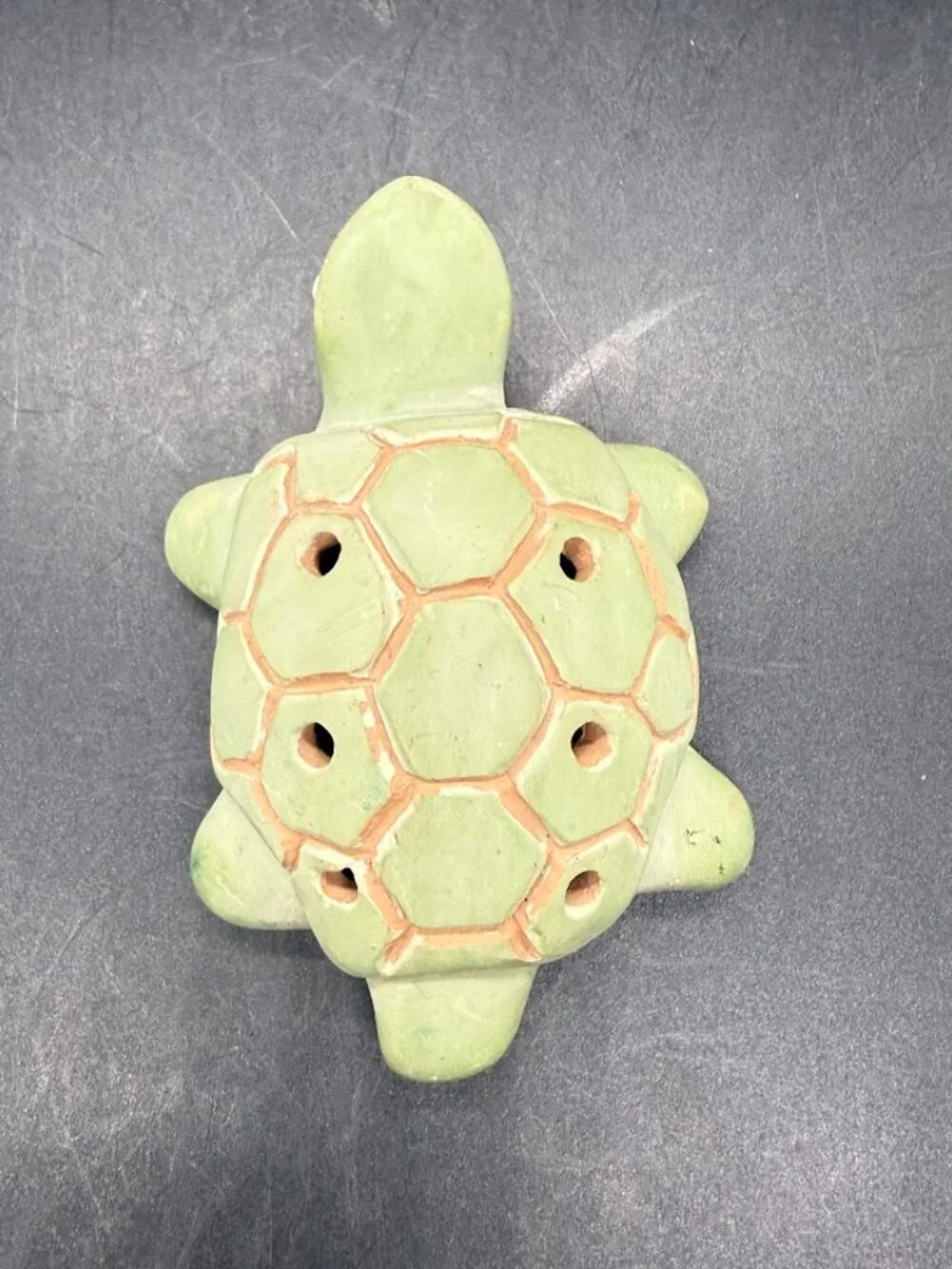 Vintage Terra Cotta Pottery Turtle Ocarina Whistle Flute Abya Yala Latin America